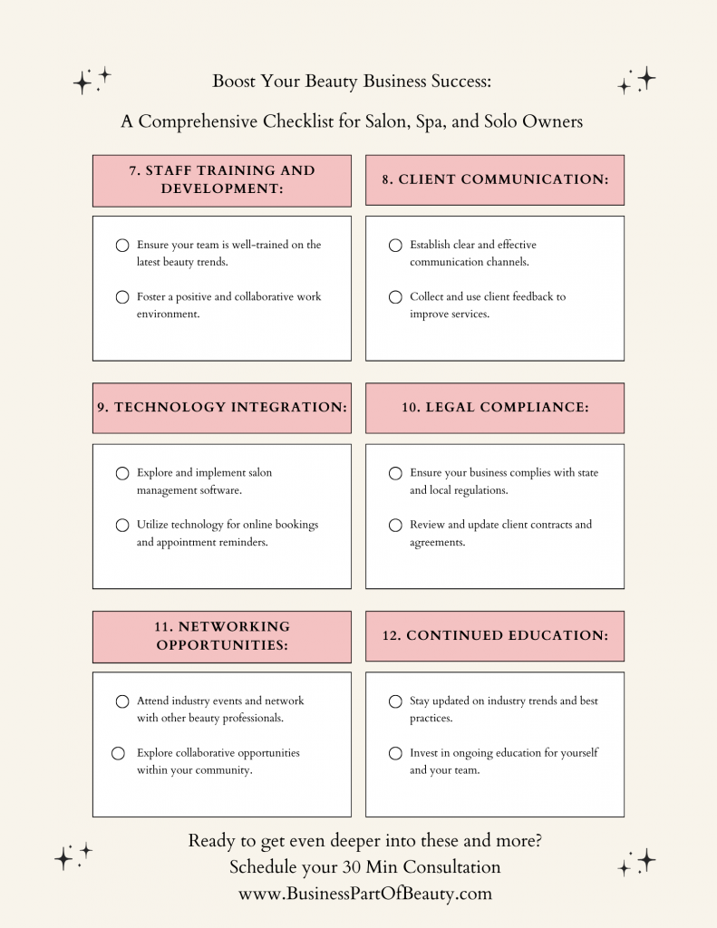 Checklist for Beauty Business'